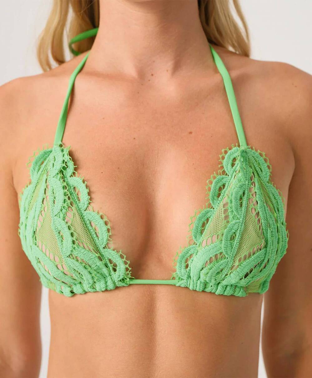 NEW PQ SWIM lace triangle bikini top in matcha